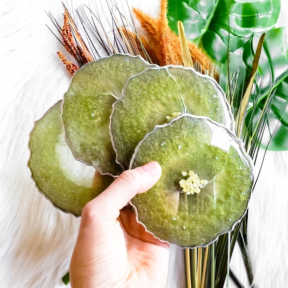 Artisan Other - Resin Geode Coaster Set, Handmade, Gift